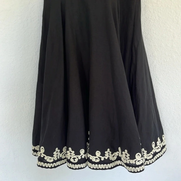 French Connection Black Ivory Linen Blend Embroidered Sweetheart Halter Dress 6 - Picture 4 of 9